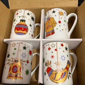 Vintage 1990s Maxwell William Christmas Trimmings mug set with‎  box